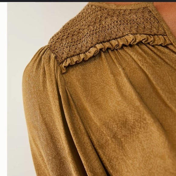 Anthropologie Cacee Peasant Top Oversized Button Down Balloon Sleeve Romantic  S - Picture 5 of 11